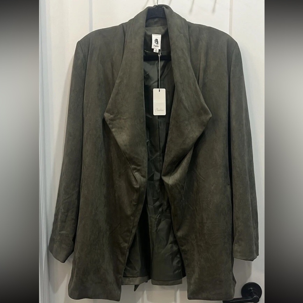 Flawless Women's Suede Dark Olive Green Wrap Jacket‎ Size XL NWT